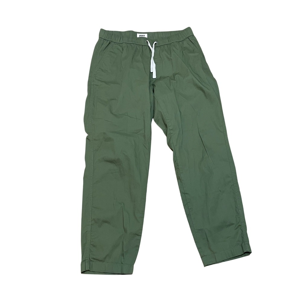 Pact Men's Large Organic Cotton Stretch Pull On Drawstring Pants Olive Green